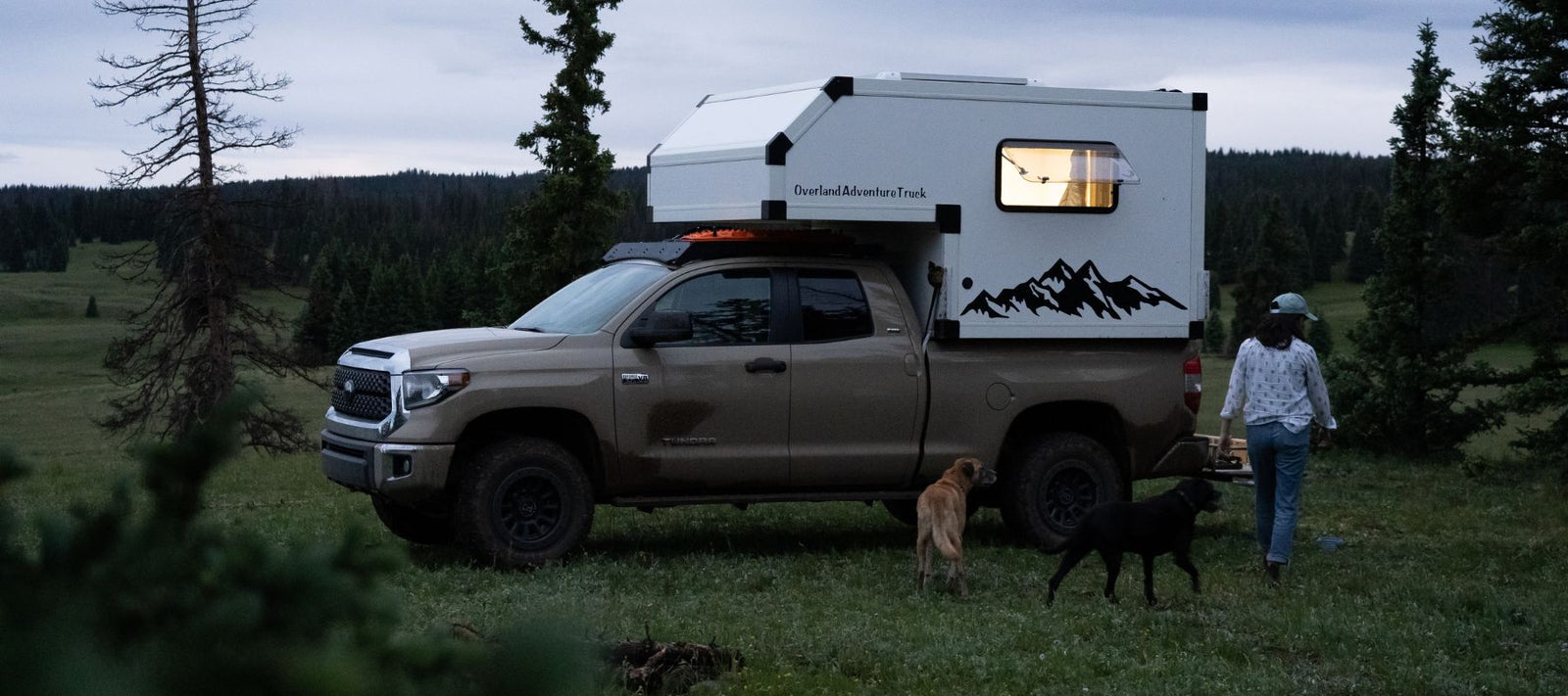 toyota tundra and camper parked in colorado