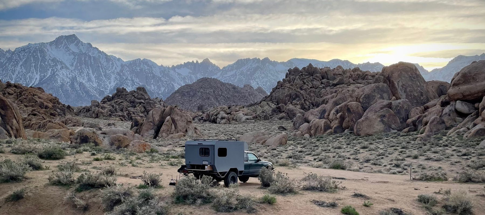 2000 Toyota Tacoma overlooking desert sunset